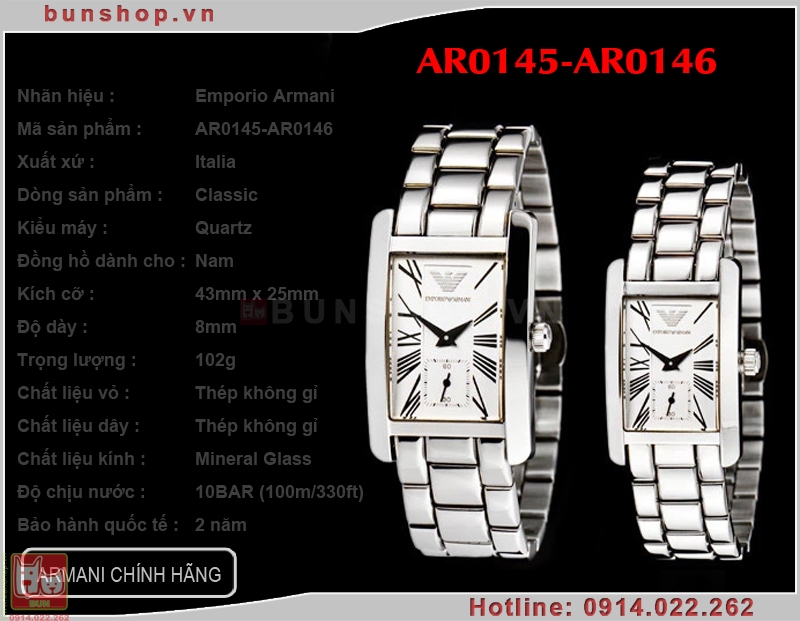 bunshop.vn|đồng hồ đôi armani ar0145-ar0146