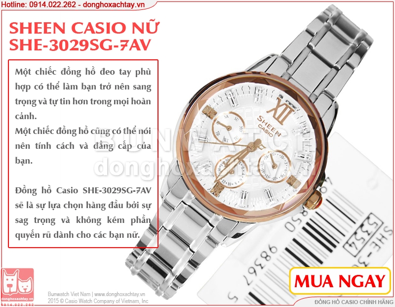 donghoxachtay.vn|đồng hồ casio she-3029sg-7av chính hãng